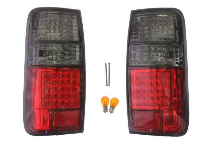 Stop spate stanga dreapta (LED, culoare indicator gri fumuriu, culoare sticla: rosu, 2 buc.; set) potrivit TOYOTA LAND CRUISER 80 J8 01.90-12.97