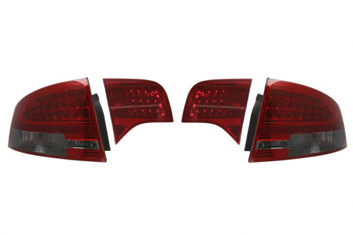 Stop spate stanga dreapta (LED, culoare sticla: rosu, culoare indicator: fumuriu, set) potrivit AUDI A4 B7 11.04-03.09