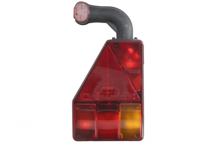 Stop spate stanga EARPOINT (12V, cu intermitent, cu far ceata, cu stop, lumina de parcare, reflector triunghiular, cu lampa cu brat extensibil, suruburi, numar de conexiuni: 5, conector: Bayonet 5PIN)
