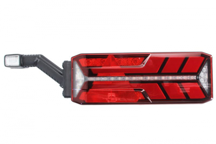 Stop spate stanga ECOLED III (LED, 24V, cu intermitent, cu far ceata, lumina de marsarier, cu stop, lumina de parcare, reflector triunghiular, cu lampa cu brat prelungitor, indicator dinamic, conector