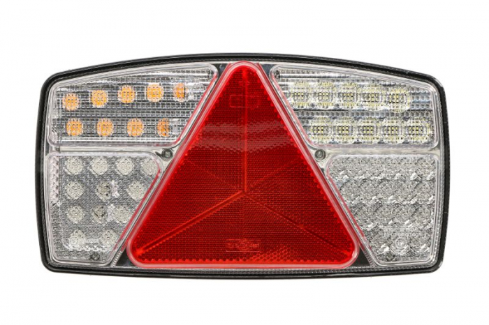 Stop spate stanga (LED, 10 30V, cu intermitent, cu far ceata, lumina de marsarier, cu stop, lumina de parcare, reflector triunghiular lungime cablu: 0,5m) potrivit SCANIA