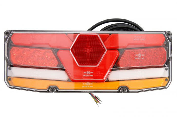 Stop spate stanga (LED, 12 24V, cu intermitent, cu far ceata, lumina de marsarier, cu stop, lumina de parcare, cu iluminare placuta, reflector)
