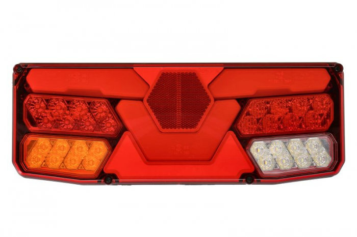 Stop spate stanga (LED, 12 24V, cu intermitent, cu far ceata, lumina de marsarier, cu stop, lumina de parcare, cu iluminare placuta, reflector)