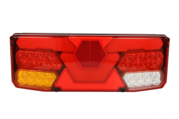 Stop spate stanga (LED, 12 24V, cu intermitent, cu far ceata, lumina de marsarier, cu stop, lumina de parcare, cu iluminare placuta, reflector )