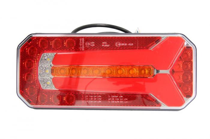 Stop spate stanga (LED, 12 24V, cu intermitent, cu far ceata, lumina de marsarier, cu stop, lumina de parcare, cu iluminare placuta, reflector, indicator dinamic)