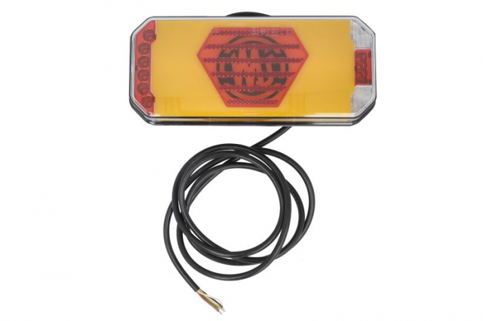 Stop spate stanga (LED, 12 24V, cu intermitent, cu far ceata, lumina de marsarier, cu stop, lumina de parcare, cu iluminare placuta, reflector, indicator dinamic, lungime cablu: 2m)