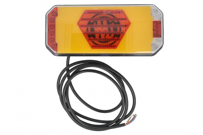 Stop spate stanga (LED, 12 24V, cu intermitent, cu far ceata, lumina de marsarier, cu stop, lumina de parcare, cu iluminare placuta, reflector, indicator dinamic, lungime cablu: 2m)