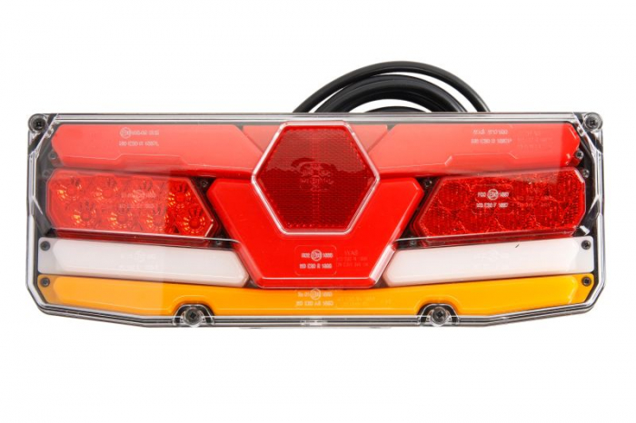 Stop spate stanga (LED, 12 24V, cu intermitent, cu far ceata, lumina de marsarier, cu stop, lumina de parcare, cu iluminare placuta, reflector, indicator dinamic)