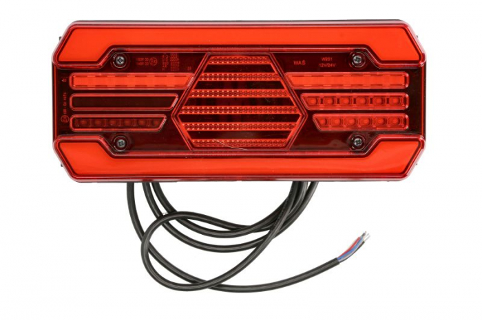 Stop spate stanga (LED, 12 24V, cu intermitent, cu far ceata, lumina de marsarier, cu stop, lumina de parcare, cu iluminare placuta, reflector, lungime cablu: 2m)
