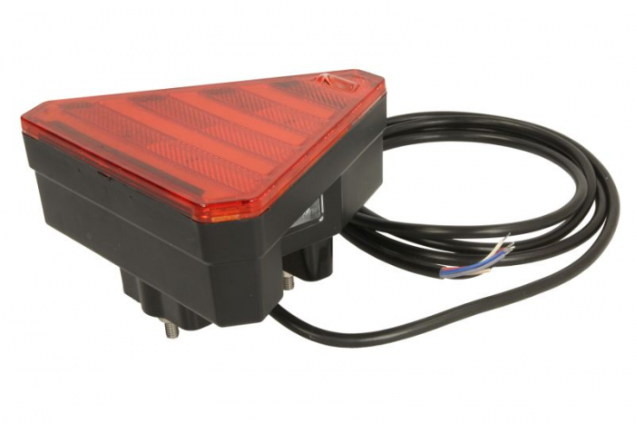 Stop spate stanga (LED, 12/24V, cu intermitent, cu far ceață, lumina de marșarier, cu stop, lumină de parcare, cu iluminare placuta, reflector triunghiular, lungime cablu: 0,2m, 163x143x75mm) [3]