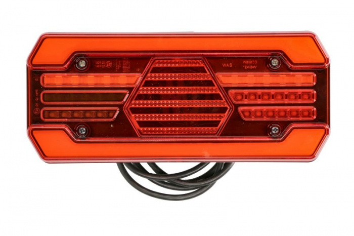 Stop spate stanga (LED, 12 24V, cu intermitent, cu far ceata, lumina de marsarier, cu stop, lumina de parcare, reflector, semnalizator dinamic, lungime cablu: 2m)
