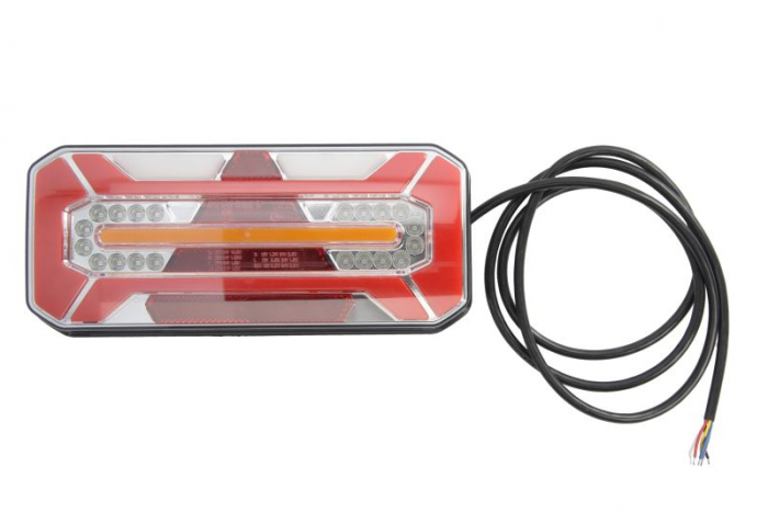Stop spate stanga (LED, 12 24V, cu intermitent, cu far ceata, lumina de marsarier, cu stop, lumina de parcare, reflector triunghiular, lungime cablu: 0,2m)