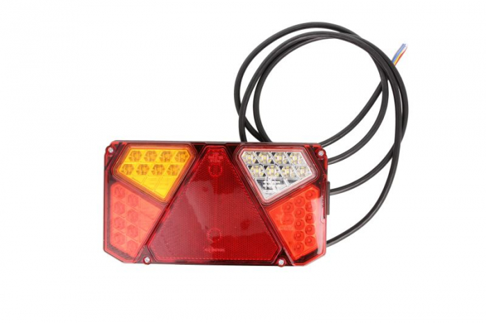 Stop spate stanga (LED, 12 24V, cu intermitent, cu far ceata, lumina de marsarier, cu stop, lumina de parcare, reflector triunghiular, lungime cablu: 0,2m)