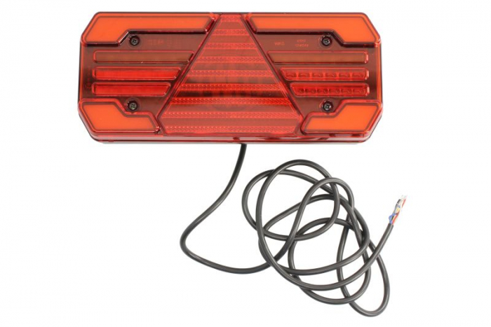 Stop spate stanga (LED, 12 24V, cu intermitent, cu far ceata, lumina de marsarier, cu stop, lumina de parcare, reflector triunghiular, lungime cablu: 2m)