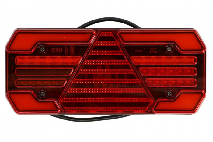 Stop spate stanga (LED, 12 24V, cu intermitent, cu far ceata, lumina de marsarier, cu stop, lumina de parcare, reflector triunghiular, lungime cablu: 2m)