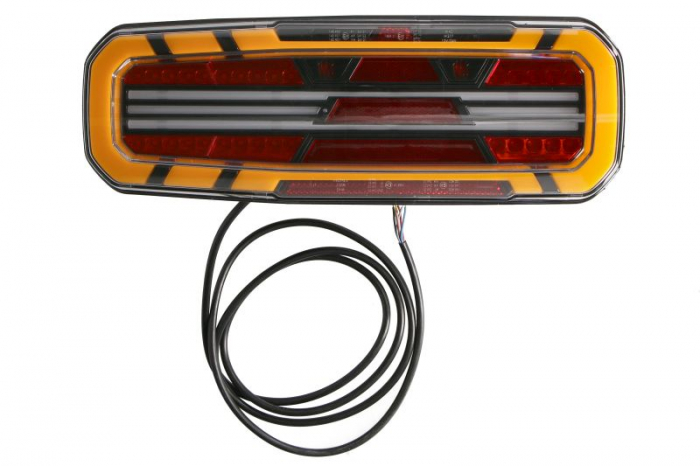 Stop spate stanga (LED, 12 24V, cu intermitent, cu far ceata, lumina de marsarier, cu stop, lumina de parcare, reflector triunghiular, lungime cablu: 2m)