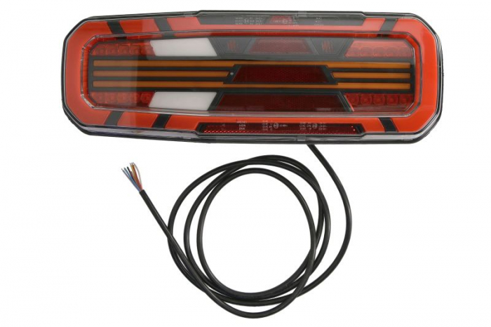 Stop spate stanga (LED, 12 24V, cu intermitent, cu far ceata, lumina de marsarier, cu stop, lumina de parcare, reflector triunghiular, lungime cablu: 2m)