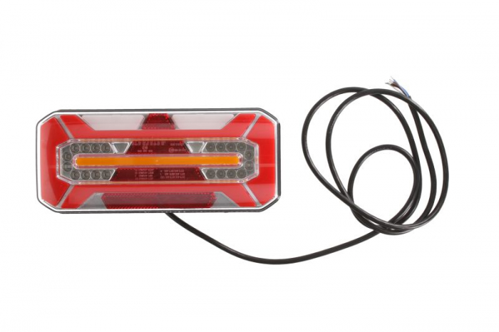 Stop spate stanga (LED, 12 24V, cu intermitent, cu far ceata, lumina de marsarier, cu stop, lumina de parcare, reflector triunghiular, semnalizator dinamic, lungime cablu: 0,2m)