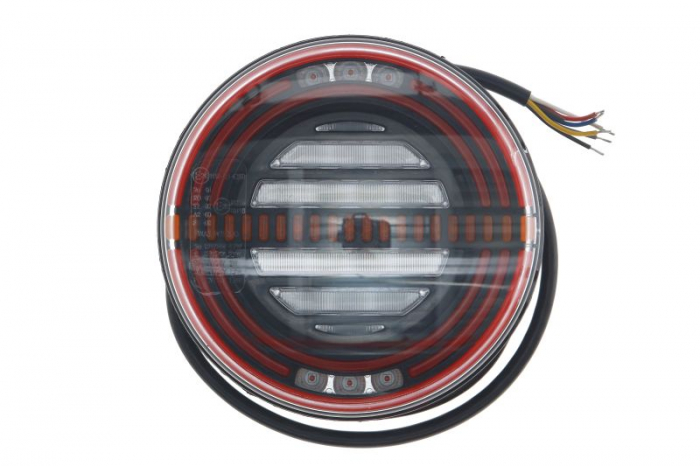Stop spate stanga (LED, 12 24V, cu intermitent, cu far ceata, lumina de marsarier, cu stop, lumina de parcare, semnalizator dinamic, lungime cablu: 2m)