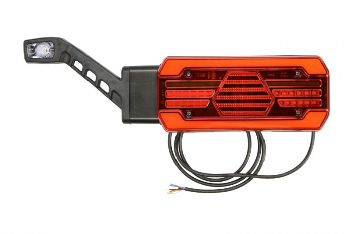 Stop spate stanga (LED, 12 24V, cu intermitent, cu far de ceata, lumina de marsarier, cu stop, lumina de parcare, cu iluminare placuta, reflector, cu lampa cu brat prelungitor, lungime cablu: 2m)