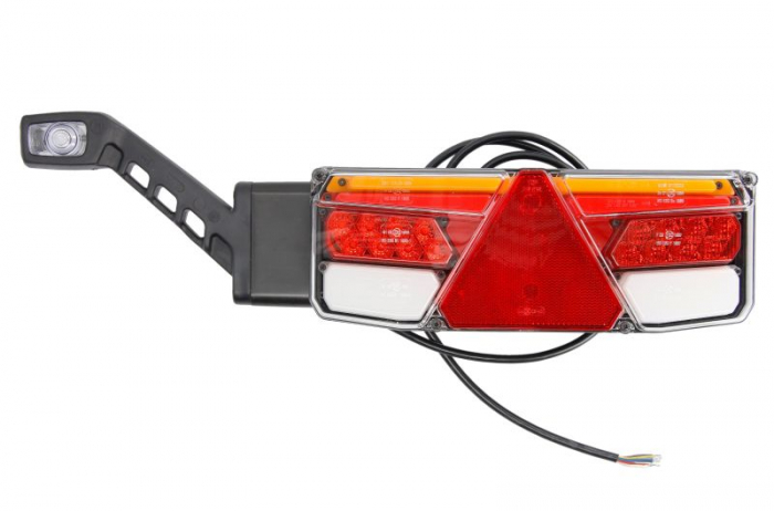 Stop spate stanga (LED, 12 24V, cu intermitent, cu far de ceata, lumina de marsarier, cu stop, lumina de parcare, reflector triunghiular, cu lampa cu brat prelungitor)