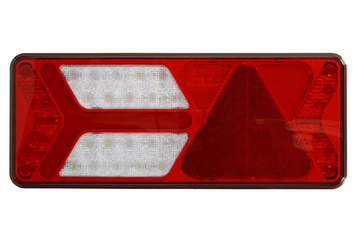 Stop spate stanga (LED, 12 24V, cu intermitent, cu far de ceata, marsarier, cu stop, lumina de parcare, reflector triunghiular, indicator dinamic, conector: 4x SuperSeal 2PIN AMP 7PIN) potrivit BPW
