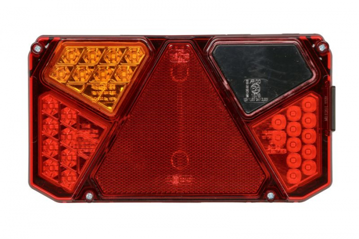 Stop spate stanga (LED, 12 24V, cu intermitent, cu lumina de ceata, cu stop, lumina de parcare, cu iluminare placuta, reflector triunghiular)