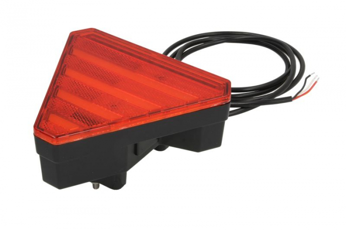 Stop spate stanga (LED, 12/24V, cu intermitent, cu stop, lumina de parcare, cu iluminare placuta, reflector triunghiular, lungime cablu: 0,2m, 163x143x75mm) [3]