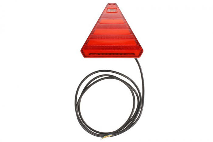 Stop spate stanga (LED, 12 24V, cu intermitent, lumina de marsarier, cu stop, lumina de parcare, cu iluminare placuta, reflector triunghiular, lungime cablu: 0,2m, 163x143x75mm)