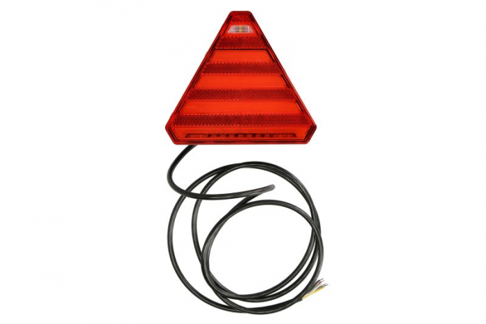 Stop spate stanga (LED, 12 24V, cu intermitent, lumina de marsarier, cu stop, lumina de parcare, reflector triunghiular, indicator dinamic, lungime cablu: 0,2m, 163x143x40mm)