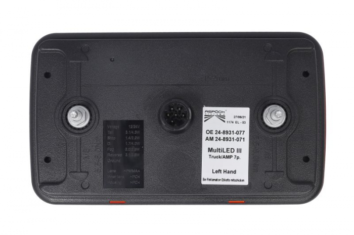 Stop spate stanga MULTILED III (LED, 12/24V, cu intermitent, cu far de ceață, lumina de marșarier, cu stop, lumină de parcare, reflector, conector: AMP 7PIN) potrivit ADR [2]