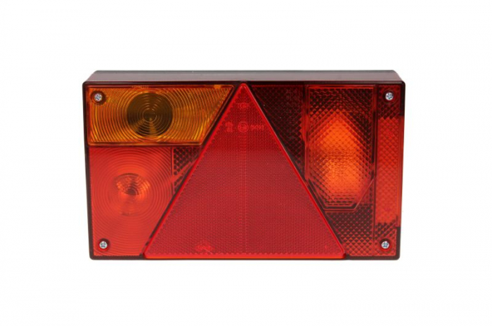 Stop spate stanga MULTIPOINT I (12 24V, cu intermitent, cu lumina de ceata, cu stop, lumina de parcare, cu iluminare placuta, reflector triunghiular, conector: 5 pin, fara bec)