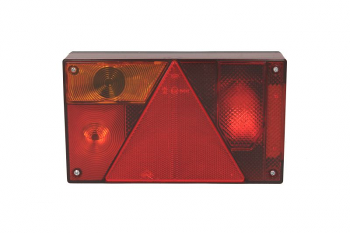 Stop spate stanga MULTIPOINT I (12 24V, cu intermitent, cu lumina de ceata, cu stop, lumina de parcare, cu iluminare placuta, reflector triunghiular; fara bec)