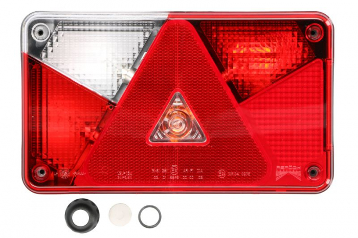 Stop spate stanga MULTIPOINT V (P21 5W P21W PY21W, 24V, cu intermitent, cu far de ceata, marsarier, cu stop, lumina de parcare, reflector triunghiular, conector: PE)