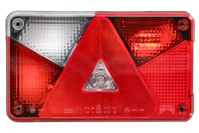 Stop spate stanga MULTIPOINT V (P21 5W P21W PY21W R10W, 12V, cu intermitent, cu far de ceata, lumina de marsarier, cu stop, lumina de parcare, reflector triunghiular, grommet)