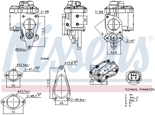 Supapa EGR potrivit RENAULT GRAND SCENIC II, LAGUNA II, MEGANE II, MEGANE II KOMBI, SCENIC II; SUZUKI GRAND VITARA II 1.9D 03.01-