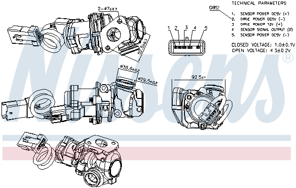 Supapa EGR potrivit VOLVO C30, S40 II, V50; FORD FOCUS C-MAX, FOCUS II 1.6D 10.03-12.12