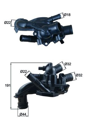 Termostat lichid racire (105  C, in carcasa) potrivit MINI (R56), (R57), (R58), (R59), CLUBMAN (R55), CLUBVAN (R55), COUNTRYMAN (R60), PACEMAN (R61) 1.6 09.06-10.16