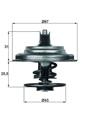 Termostat lichid racire (71  C, cu garnitura) potrivit MAN F2000, F90, HOCL, LION  S CITY, LION  S COMFORT, M 2000 M, UL; NEOPLAN CENTROLINER, STARLINER D0826LF15-D2876LOH01 02.90-