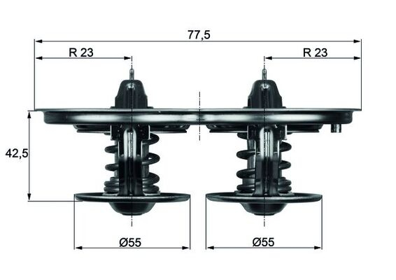 Termostat lichid racire (75  C 75  C, cu garnitura) potrivit SCANIA 4, G I, P I, R I, T DC11.01-DT16.08 05.95-05.19