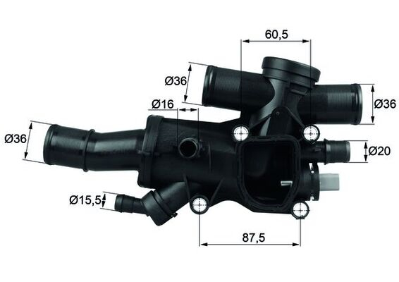 Termostat lichid racire (83  C, in carcasa) potrivit VOLVO C30, C70 II, S40 II, S80 II, V50, V70 III; CITROEN C4, C4 GRAND PICASSO I, C4 I, C4 PICASSO I, C5 II, C5 III 2.0D 2.2D 3.0 09.02-