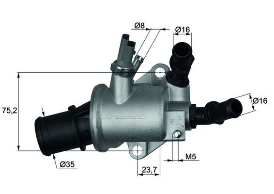 Termostat lichid racire (88  C, in carcasa) potrivit ALFA ROMEO 159, BRERA; CADILLAC BLS; FIAT CROMA, CROMA KOMBI, GRANDE PUNTO, SEDICI; OPEL ASTRA F, ASTRA H, ASTRA H GTC 1.8-2.2 03.92-