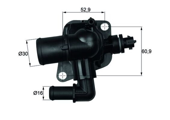 Termostat lichid racire (88  C, in carcasa) potrivit ALFA ROMEO MITO; CHEVROLET AVEO; CITROEN NEMO, NEMO MINIVAN; FIAT 500, 500 C, DOBLO, DOBLO CARGO, FIORINO, FIORINO MINIVAN 1.2-1.6D 09.03-