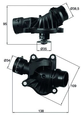 Termostat lichid racire (88  C, in carcasa) potrivit BMW 1 (E87), 1 (E88), 3 (E46), 3 (E90), 3 (E91), 3 (E92), 3 (E93), 5 (E60), 5 (E61), 6 (E63), 6 (E64), 7 (E65, E66, E67) 2.0-3.0D 09.01-12.13
