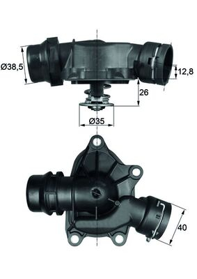 Termostat lichid racire (88  C, in carcasa) potrivit BMW 5 (E39), 7 (E38) 3.0D 08.98-05.04