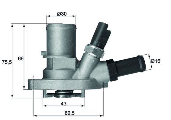Termostat lichid racire (88  C, in carcasa) potrivit FIAT 500, 500 C, PANDA, PANDA HATCHBACK; FORD KA; LANCIA YPSILON 0.9 1.2 1.2LPG 07.07-