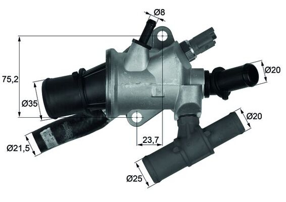 Termostat lichid racire (88  C, in carcasa) potrivit FIAT PALIO, PUNTO, PUNTO HATCHBACK 1.9D 09.99-