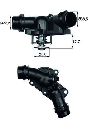 Termostat lichid racire (97  C, in carcasa) potrivit BMW 3 (E36), 3 (E46), 5 (E39), 5 (E60), 5 (E61), 7 (E38), 7 (E65, E66, E67), X3 (E83), X5 (E53), Z3 (E36), Z4 (E85) 2.0-3.0 12.91-12.10