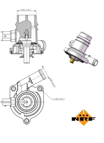 Termostat sistem racire (103 C, in carcasa) potrivit BUICK ENCORE; CHEVROLET AVEO, CRUZE, ORLANDO, TRAX; OPEL ADAM, ASTRA J, ASTRA J GTC, CASCADA, CORSA D, CORSA E, INSIGNIA A 1.0-1.8 05.09-