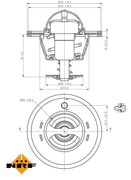 Termostat sistem racire (82 C) potrivit NISSAN PRIMERA, X-TRAIL, X-TRAIL I, X-TRAIL II; RENAULT KOLEOS I 2.0 2.5 07.01-